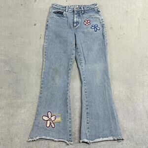 Vintage Flare Jeans with Flower Patches